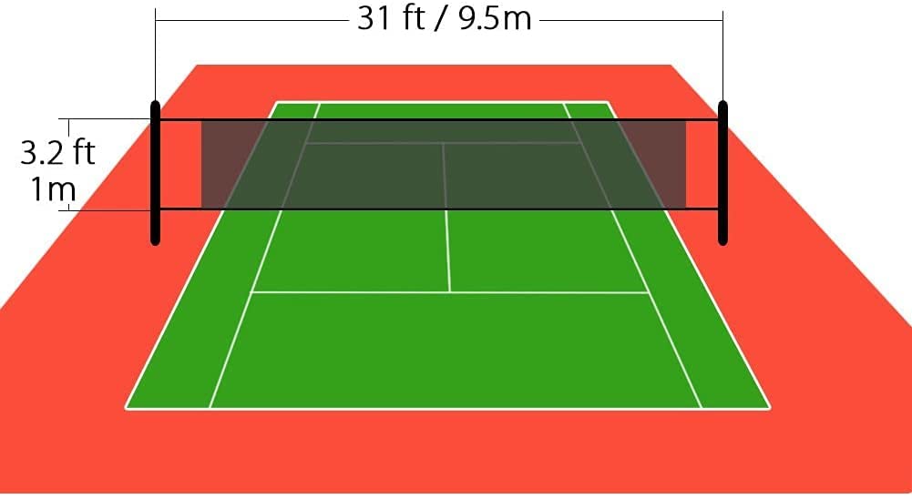 Rete da pallavolo per sport all'aperto, dimensione standard, portatile e pieghevole, con borsa per il trasporto, senza telaio, 9,5 m x 1 m