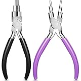 2 Pieces 6-Step Bail Making Pliers 6 in 1 Multi-Size Wire Looper Looping Pliers Ring Making Tool...