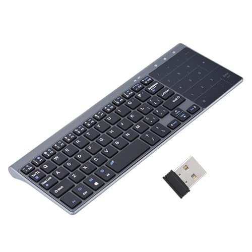 Portable Slim 2.4GHz Wireless Handheld Keyboard with Touchpad, Black, for PC, Notebook, and TV Box