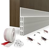 Wolrun Pack Burlete puerta entrada blanco y 2 Topes para puertas - Burlete puerta exterior autoadhesivo,viento e insectos con 2 topes puerta para proteger pared (5 x 100 cm)