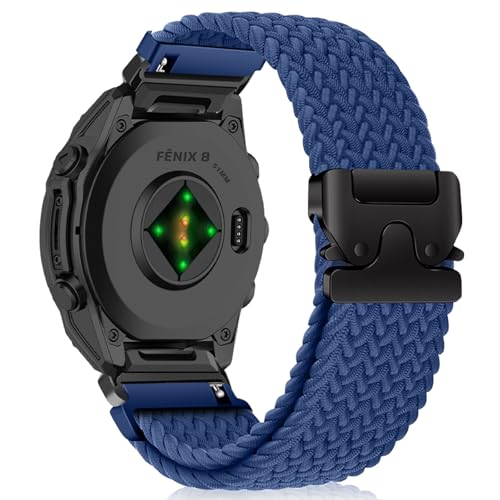 #Commissioniguadagnate<br>QuickFit 26mm Nylon Cinturino per Garmin Fenix 8 51mm/Fenix 7X Pro Solar/Fenix 7X/Fenix 6X/Fenix 6X Pro Fibbia in Metallo Cinturin per Garmin Enduro 3/Tactix 7 Amoled/Descent Mk3i - Blu