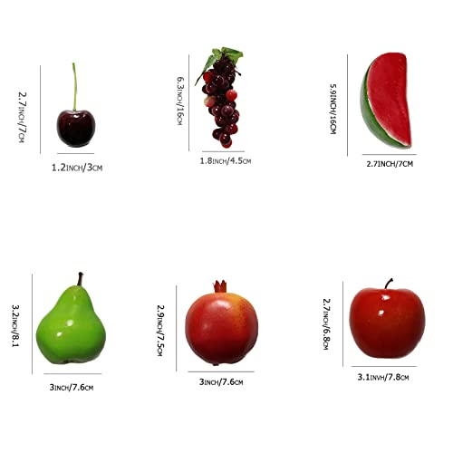 Wjboand 22Pcs Fake Fruit Decoration Lifelike Banana Mango Pear Pomegranate Orange Apple Carambola Peach Grape Cherry Watermelon Lime Photography Props Themed Party Wedding Table Festival Display #TOP6