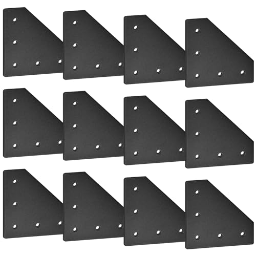 Image of 12pcs 3030 Aluminum Extrusion Joint Plate Connector Corner L Bracket 3030 V Slot Hardware T Slotted Accessories with T Nuts and Screws for Aluminum Profile 3D Printer Frame Part Black