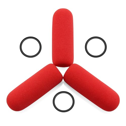 LEFXMOPHY Red Windscreen for David Clark M7A Mic Cover, M-4 / M-7 / H10 / H20 /DC PRO-X2 / PRO-2 / DC ONE-X ENC Headset Aviation Microphone Replacement Pop Filter Protector, 3-Pack