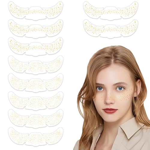 PEVRUAY Tatuajes de pecas con purpurina, 4 unidades, resistentes al agua, estrellas doradas y puntos, tatuajes temporales, festival, pecas, henna pecas