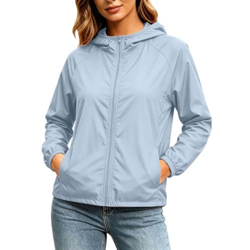 Image of Generisch Plus Size Lightweight Outdoor Jacket - Breathable Sun Protection for Everyday Wear Slim Fit High Versatile (Light Blue, S)