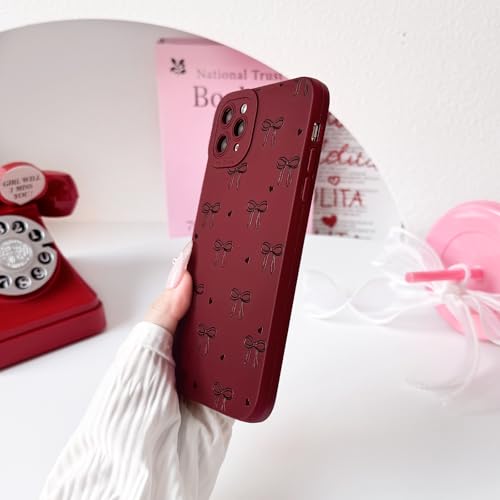 NITITOP Compatible with iPhone 11 Pro Case Cute Aesthetic Bow Ribbon Love Heart Pattern Design for Women Girls Soft TPU Bowknot Shockproof Protective Cover - Wine Red by NITITOP - Used condition - Image 7