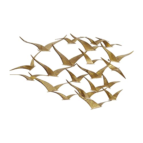 Deco 79 Metal Bird Foiled Flying Flock Of Wall Decor, 47" X 4" X 21", Gold #TOP7