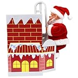 Hperu Juguete de Papá Noel de Escalada eléctrica con batería y música para niños, Regalos de muñecas de Navidad, Chimenea de Escalada eléctrica de Papá Noel