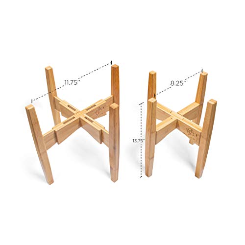 Willowy Adjustable Bamboo Plant Stand - Expandable From 8.25 Inches To 11.75 Inches - Modern & Elegant Decor - 8 To 12 Inch Pot Holder - (Stand Only) #TOP4