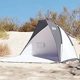 Strandzelt Grau 268x223x125 cm, 185T Polyester UV-Schutz, Wasserdichtes Pop-up Strandmuschel für 3-4 Personen, Leichtes Outdoor Camping Sonnenzelt mit Tragetasche für Kinder und Familie