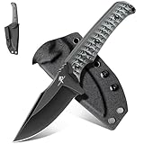 Purple Dragon Fixed Blade Knife - Full Tang Hunting Knife Forged from a Single Piece of D2 Steel - Camping Knives with G10 Handle and Kydex Sheath - Outdoor Gift for Men - Gray