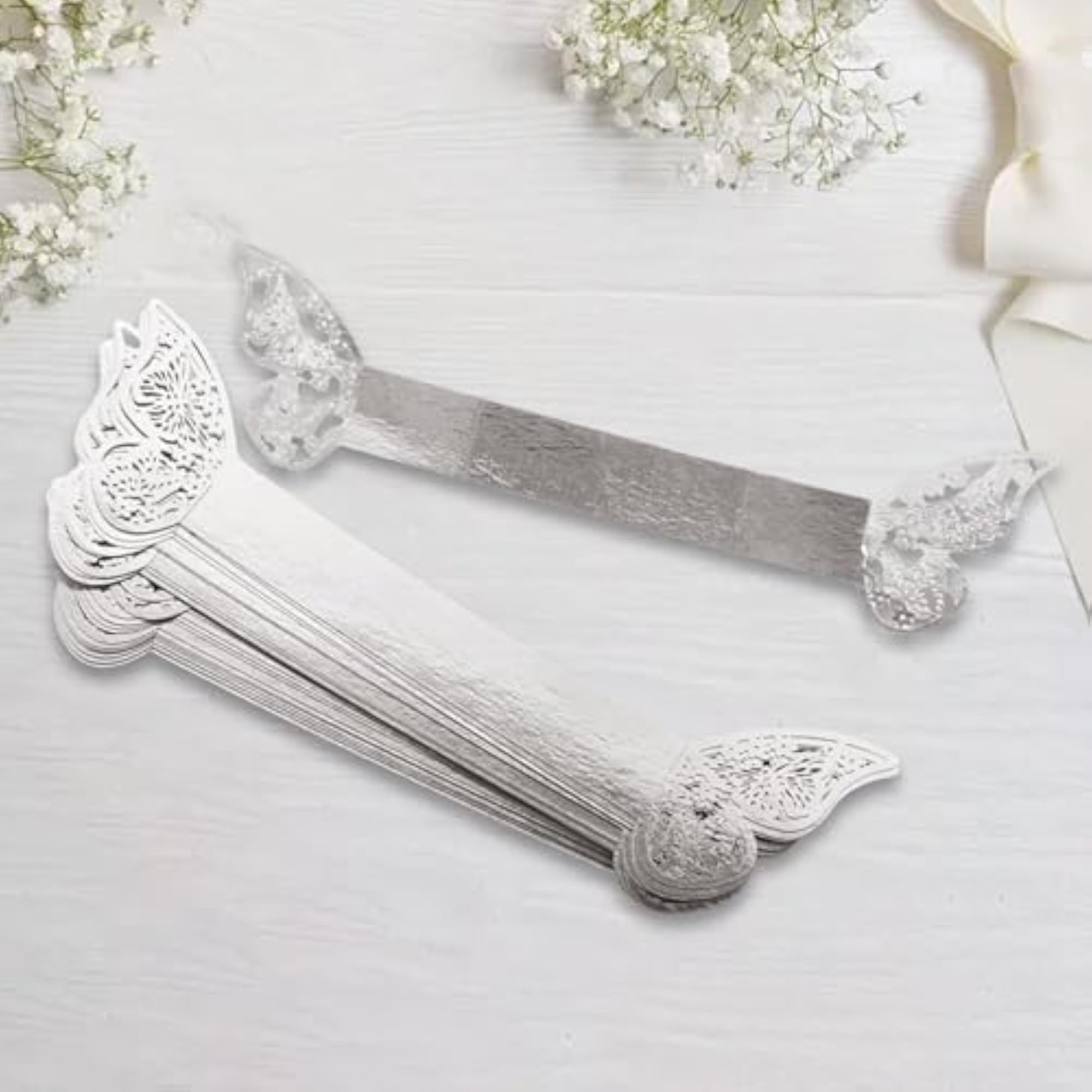 20Pcs Reflective Silver Butterfly Napkin Rings for Events