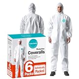 Andes 6 Pack Hazmat Suits, Paint Suits, Lab Coveralls, Size X-Large