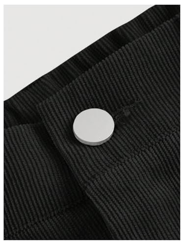 Floerns Women's Corduroy Elastic High Waisted Baggy Pants Straight Leg Work Trousers4