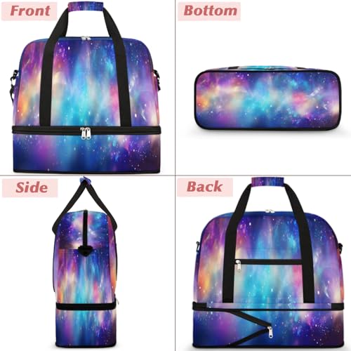 Travel Duffel Bags Star Galaxy Foldable Weekender Bags for Women with Shoes Compartment Waterproof & Tear Resistant Carry on Overnight Luggage Duffel Bag Shoulder Sports Tote Bag,B-9973