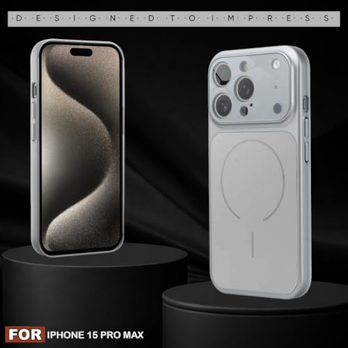 Image of SHINESTAR iPhone 15 Pro Max Case - Premium Shockproof Protective Cover, Wireless Charging Compatible, Slim & Durable Luxury Back Cover with Camera Protection (Silver)