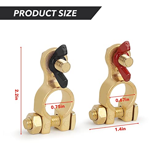 Singaro Car Battery Terminal Connector, Pure Copper Cable End Top Post Clip Positive And Negative Pole, Applicable To Automobile, Truck, Rv And Yacht Accessories #TOP18