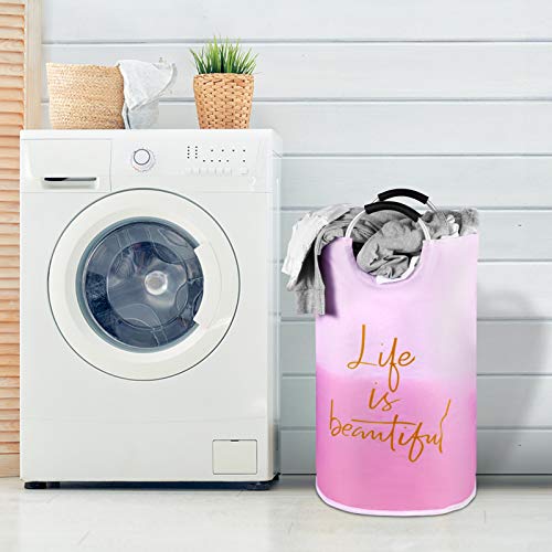 Erimaki 147L Xl Foldable Laundry Basket With Handle, Waterproof Extra Large Collapsible Laundry Hamper, Freestanding Big Tall Baskets For Kids Girls Women Clothes In Bedroom Bathroom, Pink #TOP3