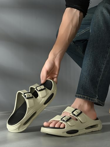 Image of DOCTOR HEALTH SUPER SOFT Men EVA Double Strap Sandals | Adjustable Buckle Comfort Slides | Lightweight Anti-Slip Casual Slippers for Indoor Outdoor Everyday Wear