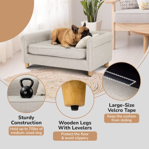 Dcee Medium Pet Sofa - Dog Sofa, Holds 70 Lbs, 33 In. Soft Velvety Pet Couch For Comfort Sleep And Joint Support, Light Gray #TOP2