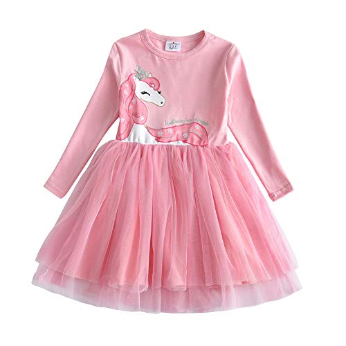 VIKITA Toddler Girl Dress Winter Long Sleeve Tutu Party Dresses for Girls 3-7 Years, Knee-Length (LH4579, 6T)
