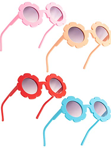 Weewooday 8 Pairs Flower Sunglasses Kids Round Flower Sunglasses Cute Outdoor Eyewear for Toddler Girls Beach Party Favors(Color 1)4