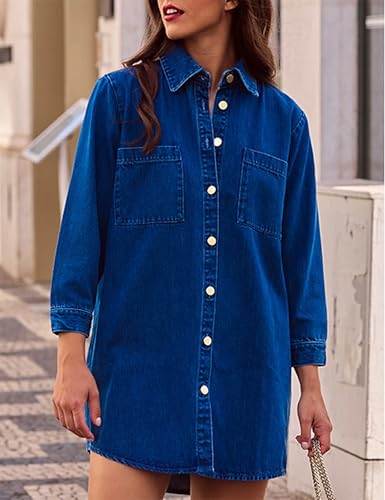 Fiona Jolin Womens Denim Jackets 2025 Classic Casual Long Sleeve Button Down Loose Jean Jackets with Pockets Vacation2