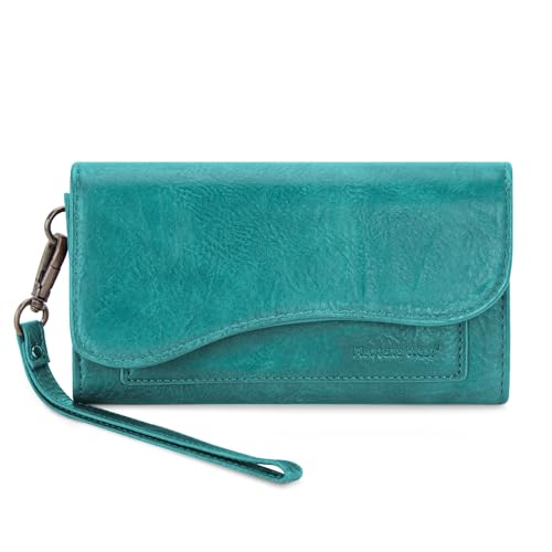 Image of Montana West Wallets for Women Large Phone Wristlet Wallets Trifold Money Organizers with Coin Purse and Wrist Strap