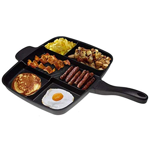 COTBY Frying pan 5 in 1 Saucepan Skillet Pan Pan Non-Stick Divided Grill Fry Oven Meal Skillet Frying Pan