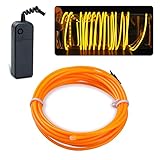 Lychee Neon Glowing Strobing Electroluminescent Light El Wire w/ Battery Pack for Parties, Halloween Decoration (Yellow, 15ft)