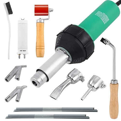 Iglobalbuy 110V 1600W Hot Air Torch Plastic Welding Gun Welder Pistol Hot Air TPO Welder Kit for Roofing, Includes Nozzles, Roller and Plastic PVC Rods