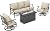 SUNSHINE VALLEY Patio Furniture Set with Firepit Table, 4 Piece Metal Outdoor Patio Furniture, 2 Swivel Chairs and 3 Seater Sofa with 5.75" Extra Thick Cushion and Gas Fire Pit Table for Backyard Deck