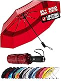 Repel Windproof Travel Umbrella with Teflon Coating (Red)