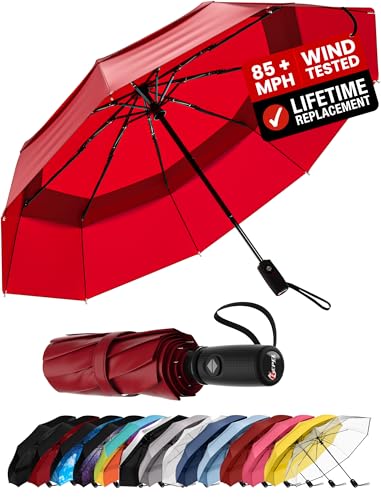 REPEL Windproof Travel Umbrella - Compact & Withstands Winds up to 85MPH, Strongest Premium Auto Folding Umbrella for Rain and Sun - Durable, Light & Portable for Women & Men, Fits Backpack & Cars