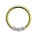 Calibro 16 anodizzato Oro (1,2 mm) - 9 mm Diametro 316L Acciaio Chirurgico Triplo Cristallo Pietra incernierata segmento Anello Naso Naso Piercing Gioielli