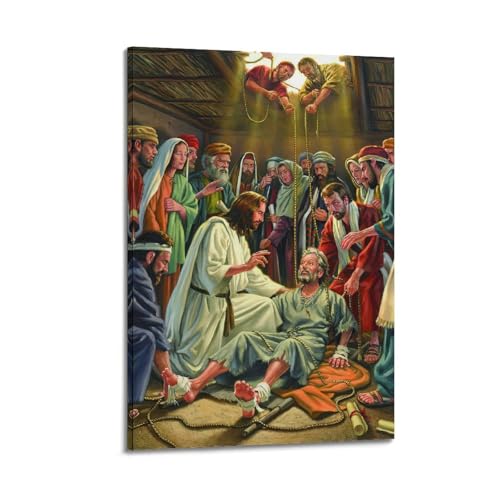 Guérison des blessés poster toile 30x45cm avec cadre impression HD durable
