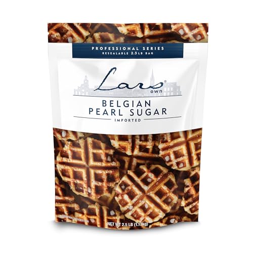 Lars Own Professional Series Belgian Large Pearl Sugar – 1-Pack, 2.5-lb Resealable Bag – Large Crystals for Caramelization in Liège Waffles