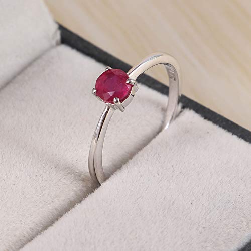 Image of Redgem 925 Silver Ring for Women Natural Ruby Pink 5 MM