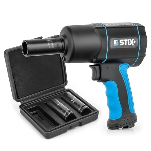 Stix Druckluft-Schlagschrauber - max. Lösemoment 1700 Nm - Druckluftschrauber zum Anziehen und Lösen von Schrauben - mit Steckschlüsselsatz 17-21mm