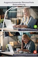 KableRika Schreibtischlampe LED Klemmbar Doppelkopf, 24W dimmbar Weiß – Ansicht 7