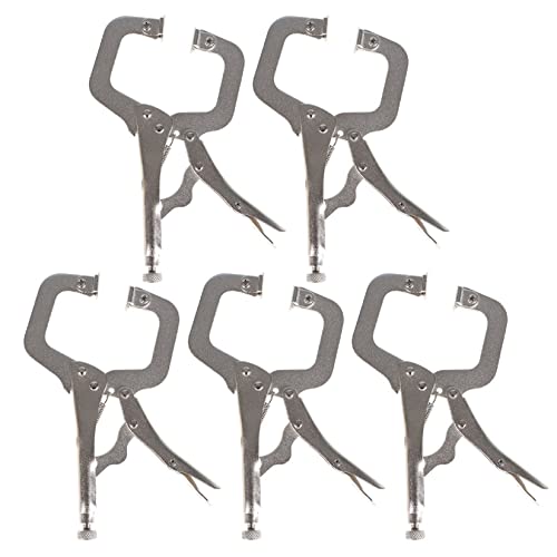 findmall 5Pcs 6 Inch Locking C Clamps with Swivel Pads Heavy Duty C-Type Locking Plier Table and Tool Vise Grip for Shop Home Farm and Automotive DIY Woodworking Welding Cabinetry Pocket Hole Joinery