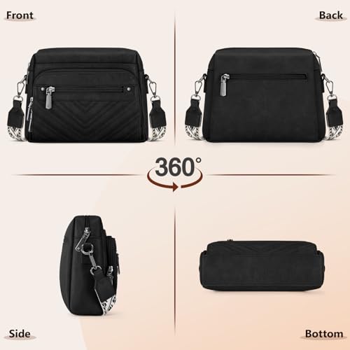 Crossbody Bags for Women, Multi Pockets Cross Body Purse, Leather Women’s Crossbody Shoulder Handbags with Built in Wallet for Travel Shopping, Black by RAINSMORE - Used condition - Image 7