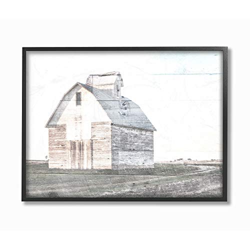 Stupell Industries Rustic Bright White Barn in a Field Black Framed Wall Art, 11 x 14, Multi-Color