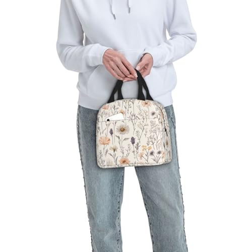 DADABULIU Lunch Bag Vintage Botanical Flower Leaf Insulated Lunch Box Reusable Cooler Tote for Adults Student Girl Boy Work Office School Picnic Over 3 Years Old by DADABULIU - Used condition - Image 8