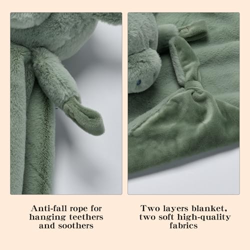 Image of Baby Dragon Security Blanket, Soft Loveys for Babies, Lovey for Newborn Boys and Girls, Gender Neutral Security Blanket with Stuffed Animal, Baby Snuggle Toy with Teether & Textured Ribbons