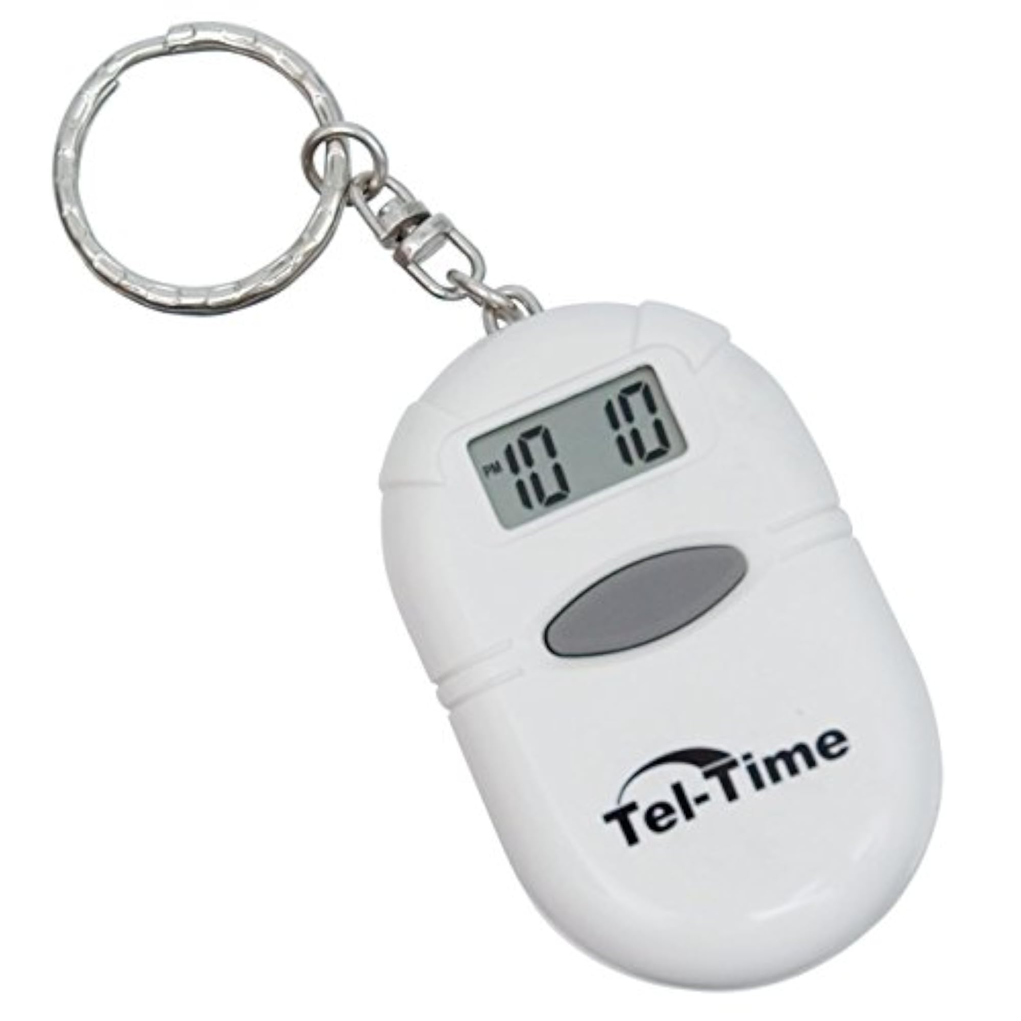 Oval Talking Alarm Clock Keychain, White