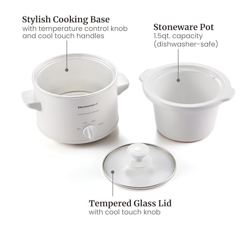 Elite Gourmet MST-250XW Electric Slow Cooker Ceramic Pot Adjustable Temp, Entrees, Sauces, Stews & Dips, Dishwasher Safe Glass Lid & Crock by Elite Gourmet - Used condition - Image 6
