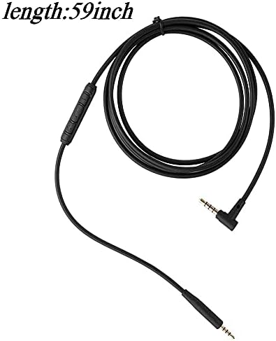 Headphone Replacement Audio Cable, 3.5mm to 2.5mm Cable, Headphone Wire, Headphone Cord for Bose QC25, QC35, QuietComfort 25, QuietComfort 35, On-Ear 2, OE2, OE2i, Inline Mic/Remote Control  Black