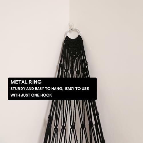 Image of Amdermi Stuffed Animal Hammock Corner Hanging Net for Stuffy Animal Storage Macrame Toy Display Plushie Toy Holder-Perfect for The Tiny Space Walls, Kid Bedroom Decor Playroom Organizer (Black)